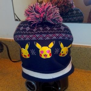 Pikachu Girls Knit Cuffed Pom Beanie